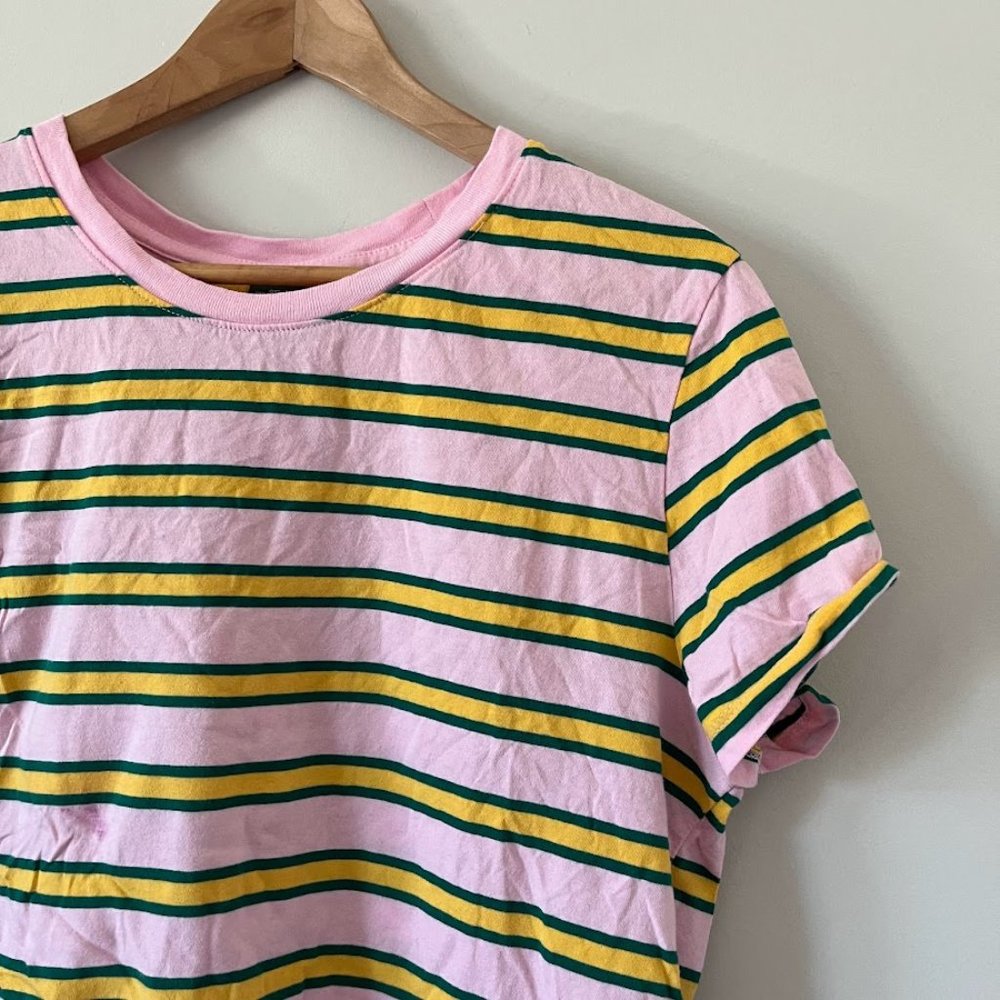 Wild Fable Cropped Crew Neck Striped Sort Sleeve Top